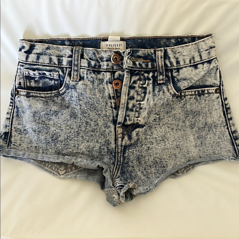 Forever 21 Blue Distressed Jean Shorts